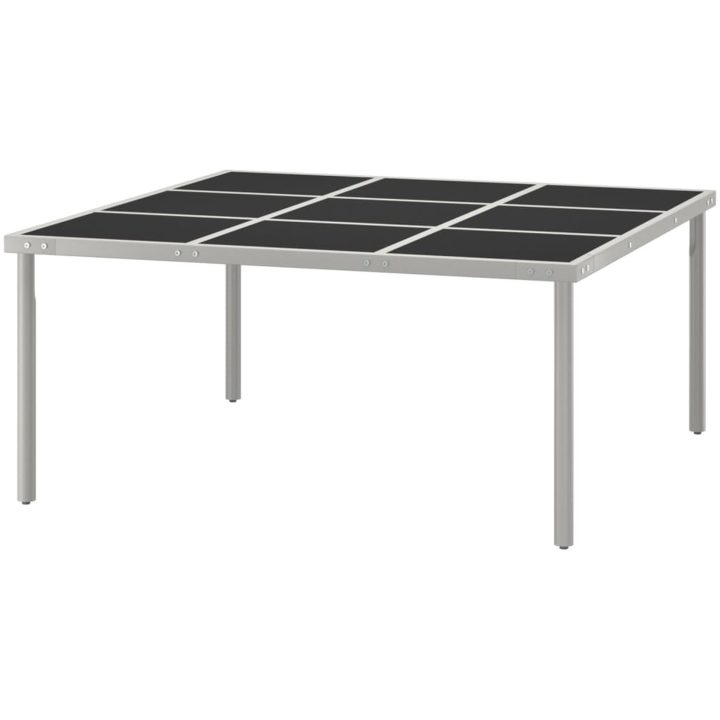 Trädgårdsbord 170x170x74,5 cm stål och glas vidaXL – bild 3