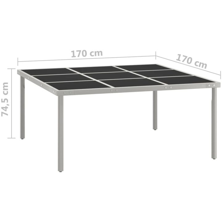Trädgårdsbord 170x170x74,5 cm stål och glas vidaXL – bild 5