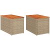 Trädgårdsbord 2 st beige 55x34x37cm konstrotting massivt trä vidaXL – miniatyr 2