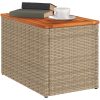 Trädgårdsbord 2 st beige 55x34x37cm konstrotting massivt trä vidaXL – miniatyr 4