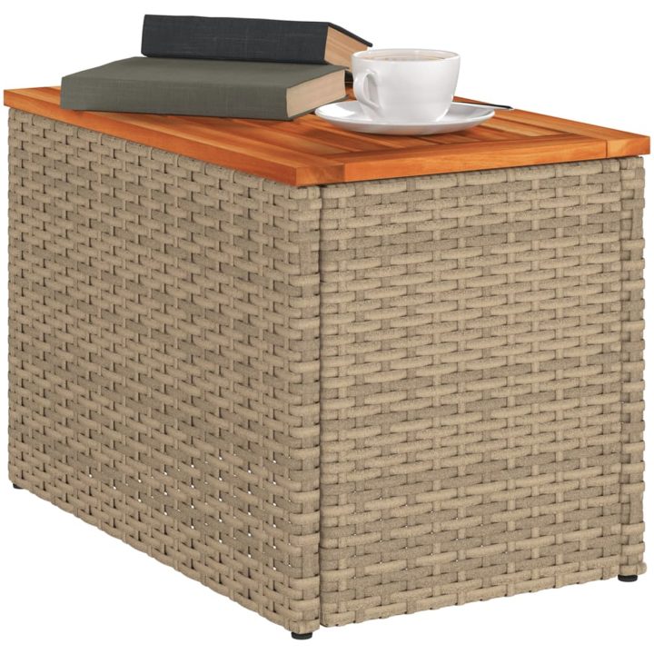 Trädgårdsbord 2 st beige 55x34x37cm konstrotting massivt trä vidaXL – bild 4