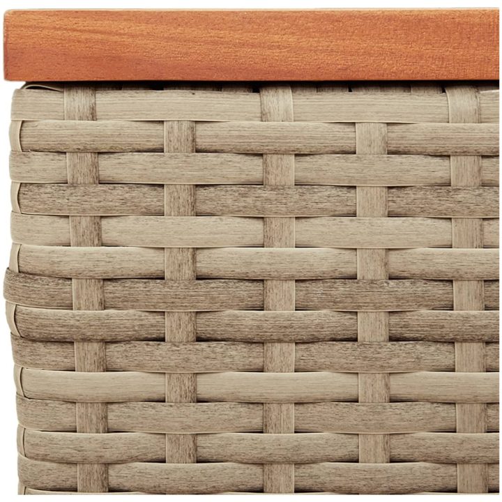 Trädgårdsbord 2 st beige 55x34x37cm konstrotting massivt trä vidaXL – bild 9
