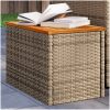 Trädgårdsbord 2 st beige 55x34x37cm konstrotting massivt trä vidaXL – miniatyr 1