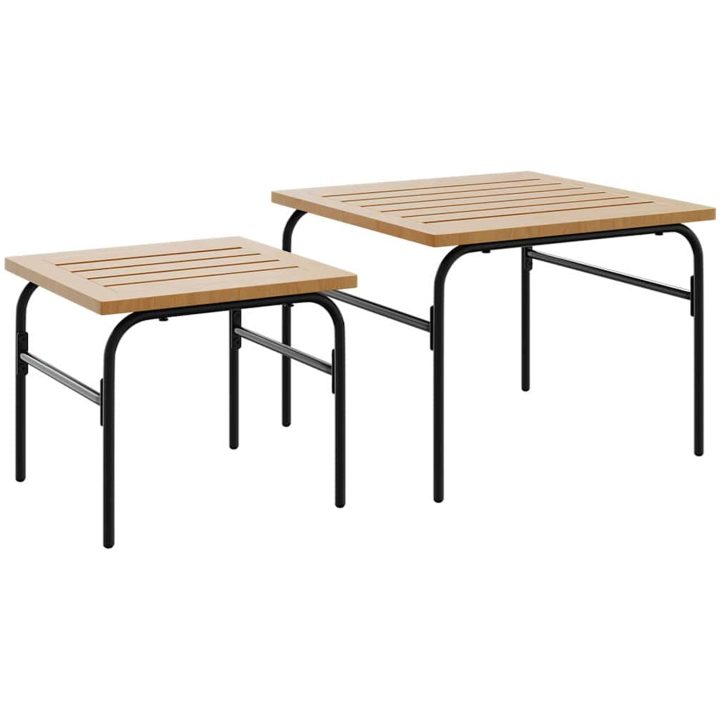 Trädgårdsbord 2 st brunt och svart stål vidaXL – bild 2