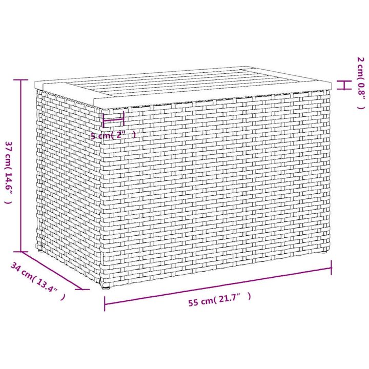 Trädgårdsbord 2 st grå 55x34x37cm konstrotting massivt trä vidaXL – bild 11