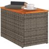 Trädgårdsbord 2 st grå 55x34x37cm konstrotting massivt trä vidaXL – miniatyr 4