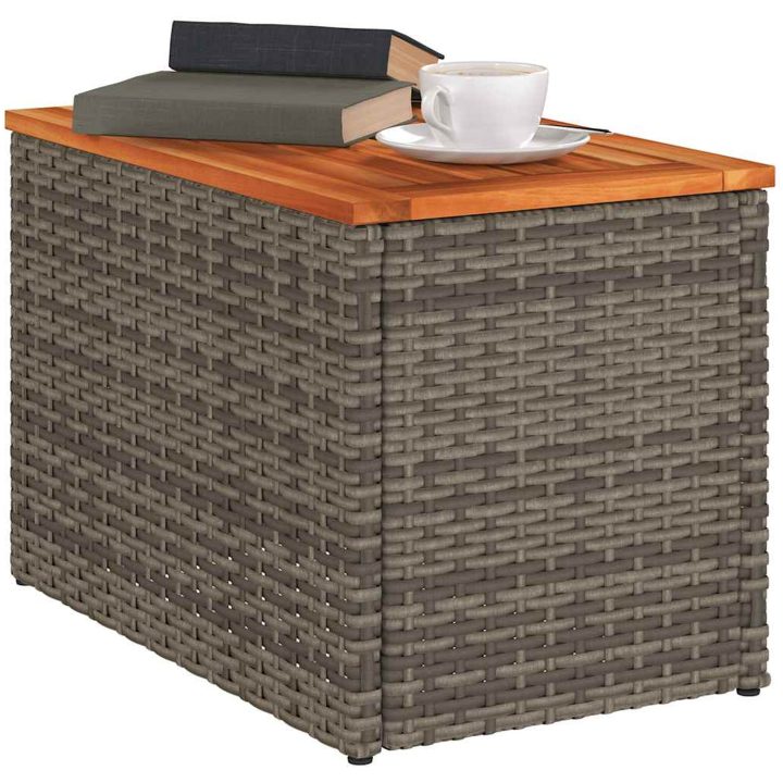 Trädgårdsbord 2 st grå 55x34x37cm konstrotting massivt trä vidaXL – bild 4