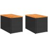 Trädgårdsbord 2 st svart 55x34x37cm konstrotting massivt trä vidaXL – miniatyr 2