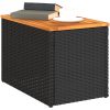 Trädgårdsbord 2 st svart 55x34x37cm konstrotting massivt trä vidaXL – miniatyr 4