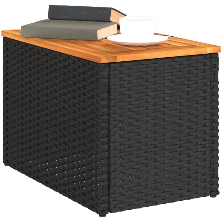 Trädgårdsbord 2 st svart 55x34x37cm konstrotting massivt trä vidaXL – bild 4