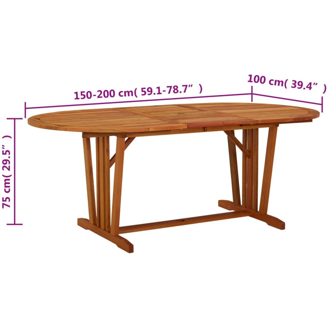 Trädgårdsbord 200x100x75 massivt eukalyptusträ vidaXL – bild 9