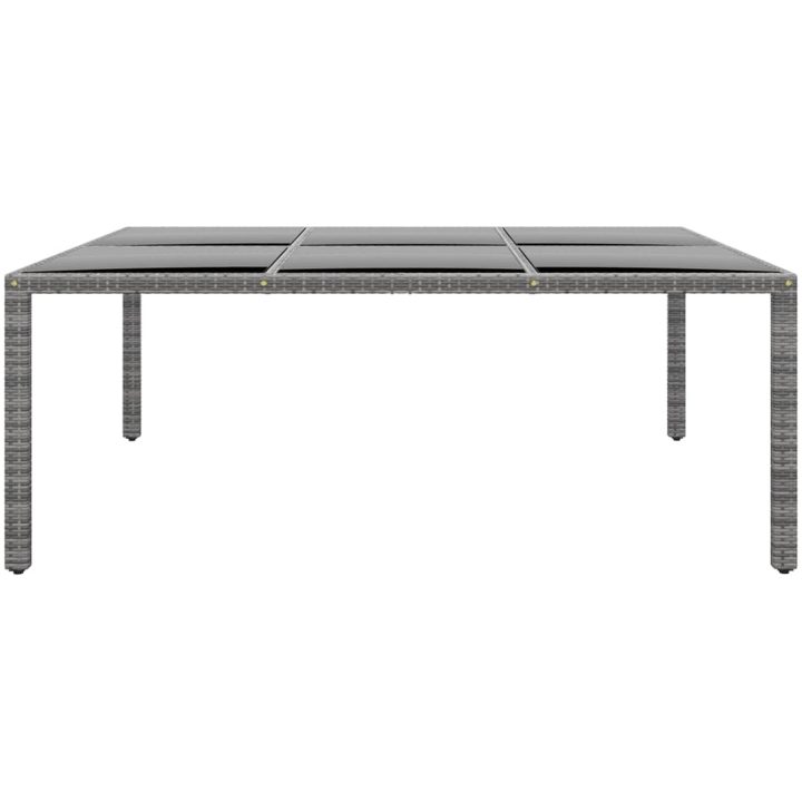 Trädgårdsbord 200x150x75 cm härdat glas och konstrotting grå vidaXL – bild 2