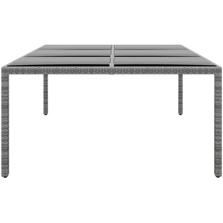 Trädgårdsbord 200x150x75 cm härdat glas och konstrotting grå vidaXL – bild 3