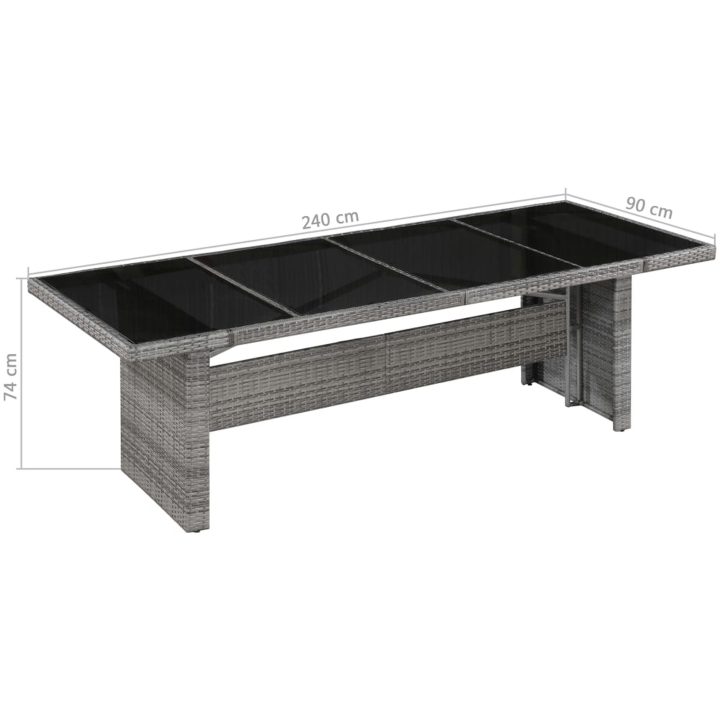 Trädgårdsbord 240x90x74 cm konstrotting och glas vidaXL – bild 3