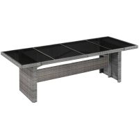 Trädgårdsbord 240x90x74 cm konstrotting och glas vidaXL