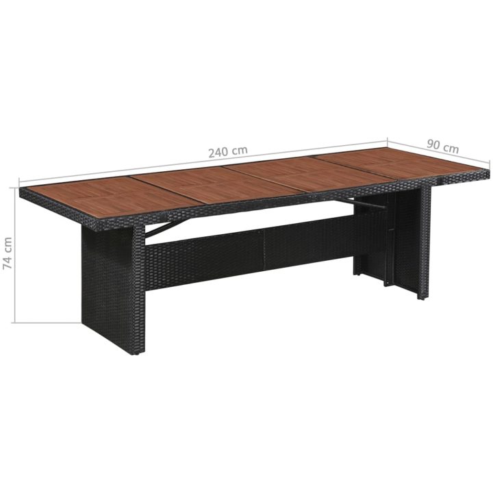 Trädgårdsbord 240x90x74 cm konstrotting och massivt akaciaträ vidaXL – bild 4