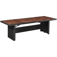 Trädgårdsbord 240x90x74 cm konstrotting och massivt akaciaträ vidaXL