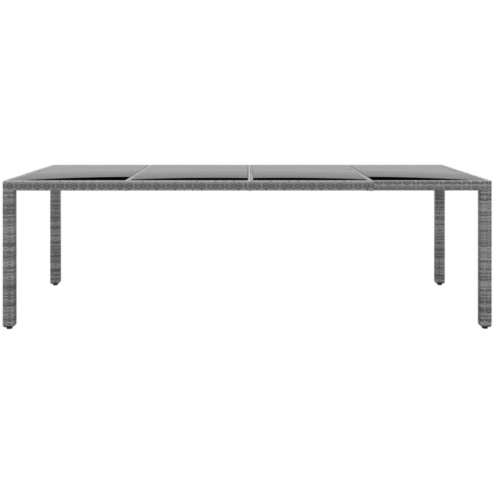 Trädgårdsbord 250x100x75 cm härdat glas och konstrotting grå vidaXL – bild 2