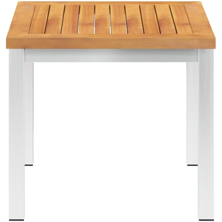 Trädgårdsbord 45x45x38 cm massivt akaciaträ och rostfritt stål vidaXL – bild 2