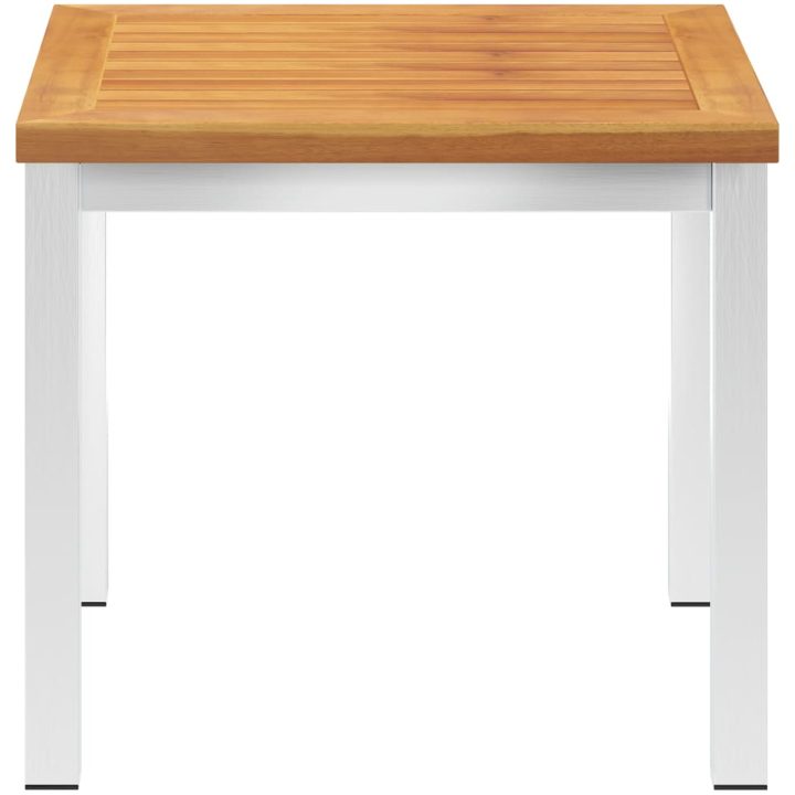 Trädgårdsbord 45x45x38 cm massivt akaciaträ och rostfritt stål vidaXL – bild 3