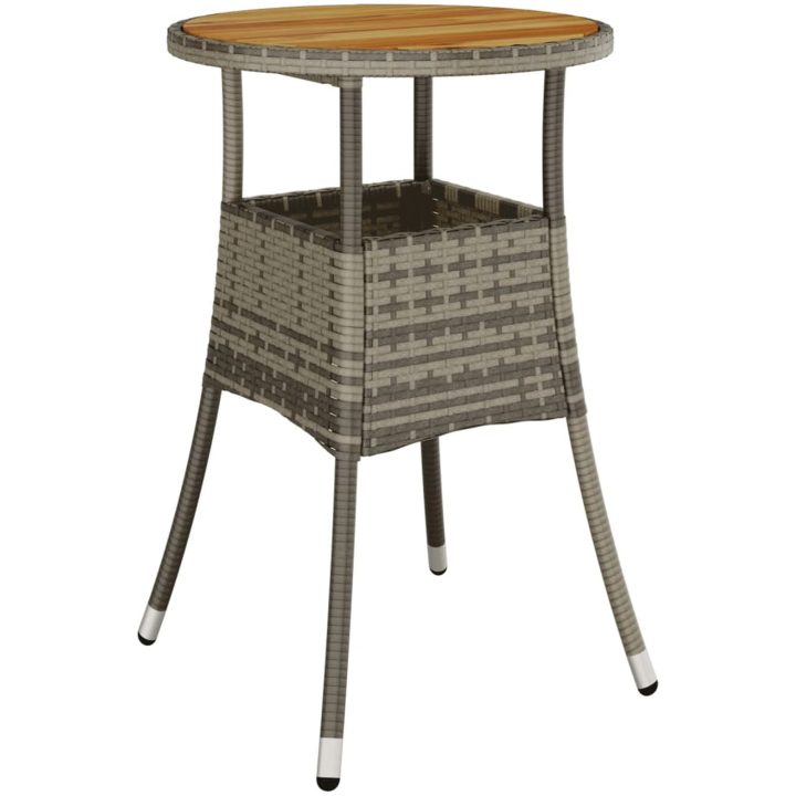 Trädgårdsbord ⌀60x75 cm akaciaträ och konstrotting grå vidaXL – bild 2