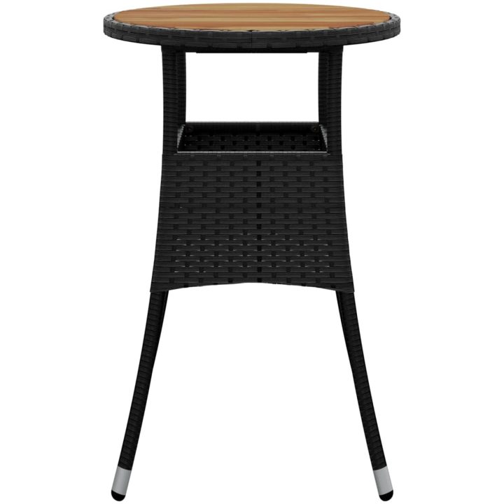 Trädgårdsbord ⌀60x75 cm akaciaträ och konstrotting svart vidaXL – bild 3