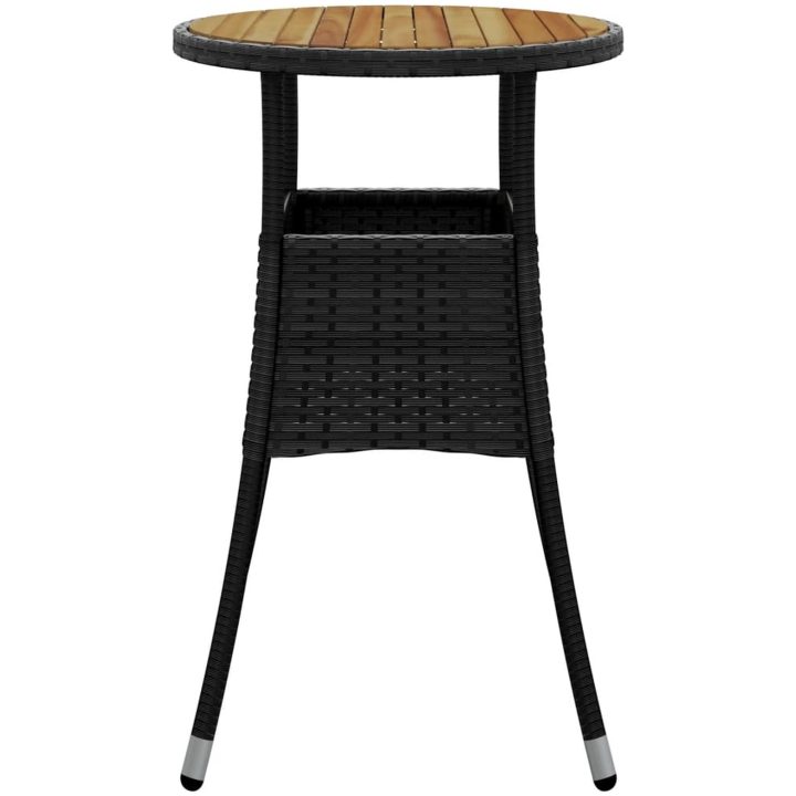 Trädgårdsbord ⌀60x75 cm akaciaträ och konstrotting svart vidaXL – bild 4