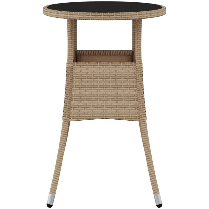 Trädgårdsbord ⌀60x75 cm härdat glas och konstrotting beige vidaXL – bild 3