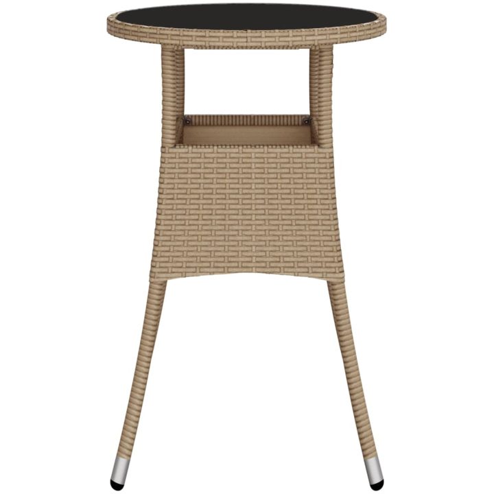 Trädgårdsbord ⌀60x75 cm härdat glas och konstrotting beige vidaXL – bild 4