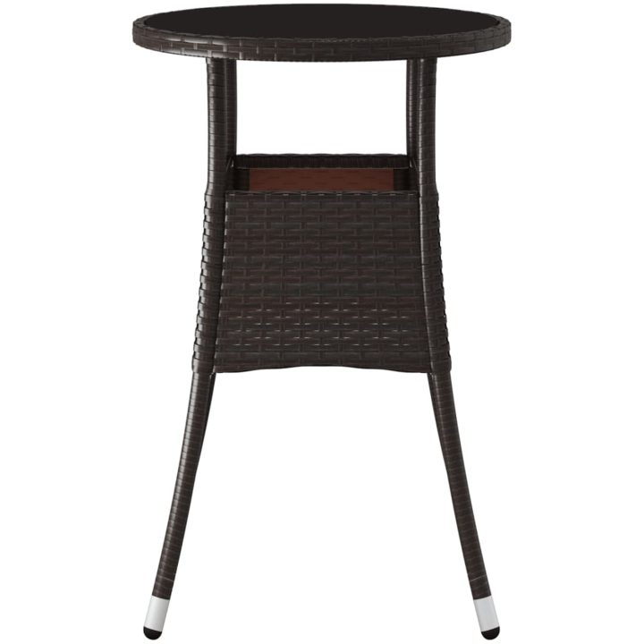 Trädgårdsbord ⌀60x75 cm härdat glas och konstrotting brun vidaXL – bild 3