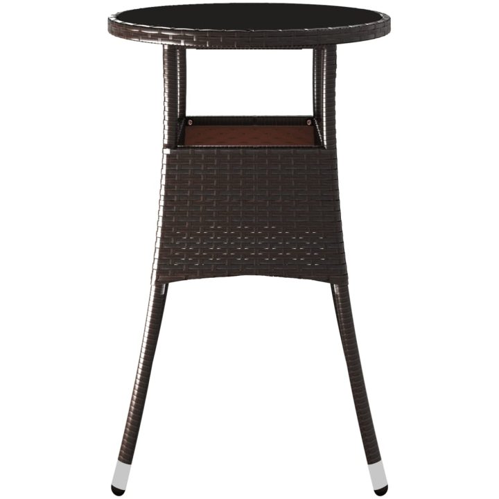 Trädgårdsbord ⌀60x75 cm härdat glas och konstrotting brun vidaXL – bild 4
