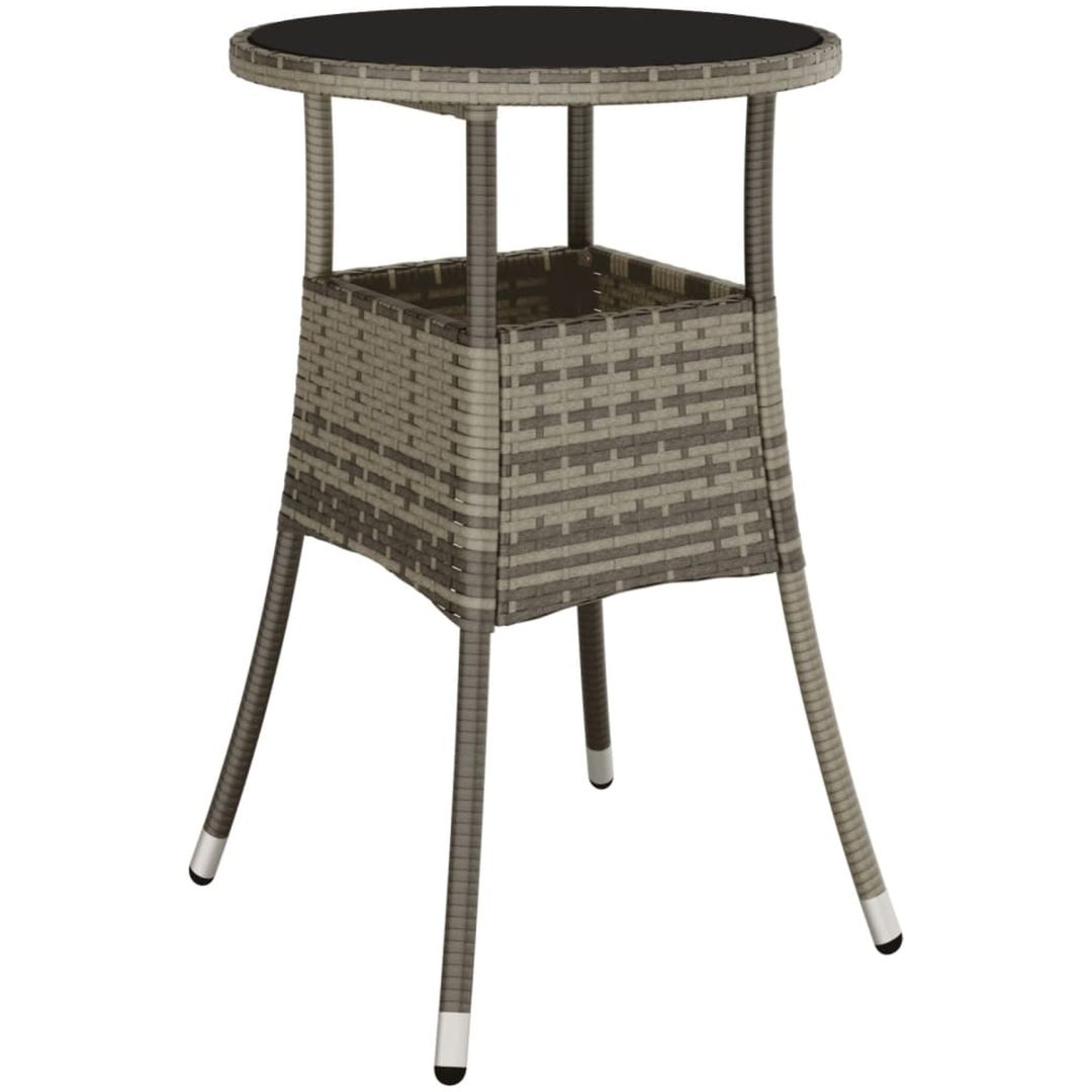 Trädgårdsbord ⌀60x75 cm härdat glas och konstrotting grå vidaXL – bild 2