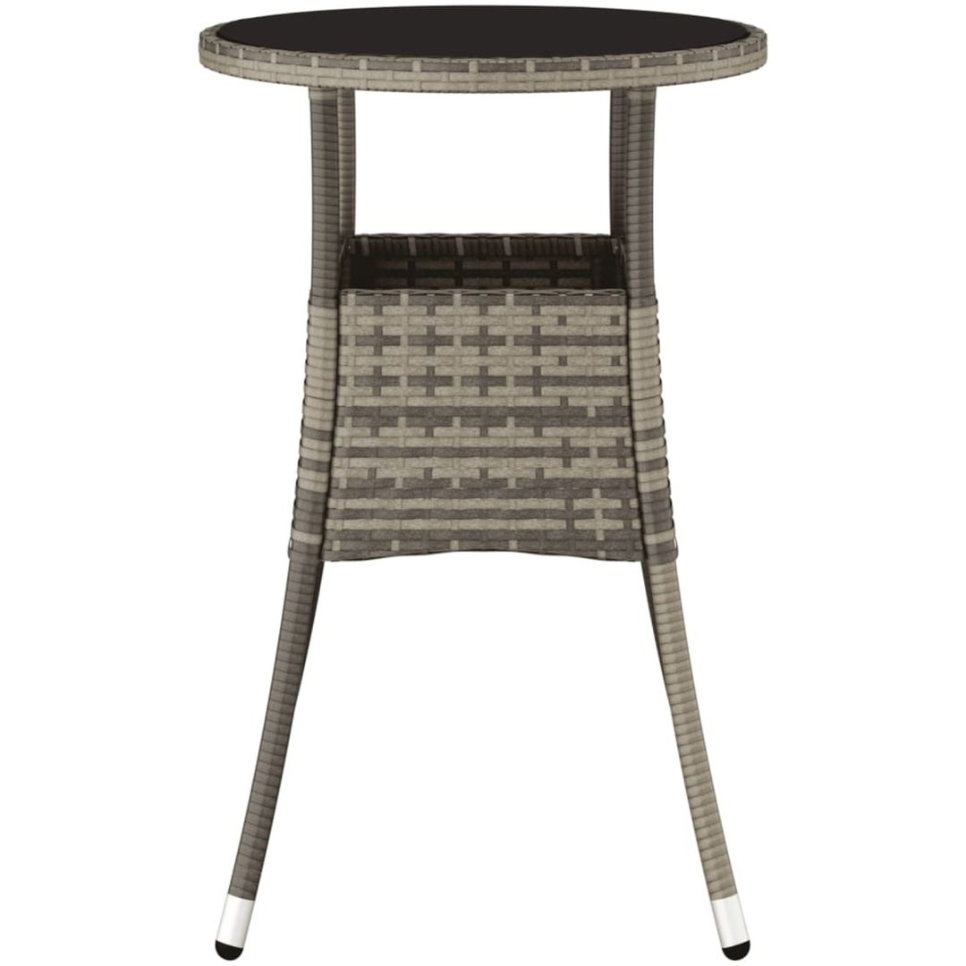 Trädgårdsbord ⌀60x75 cm härdat glas och konstrotting grå vidaXL – bild 3