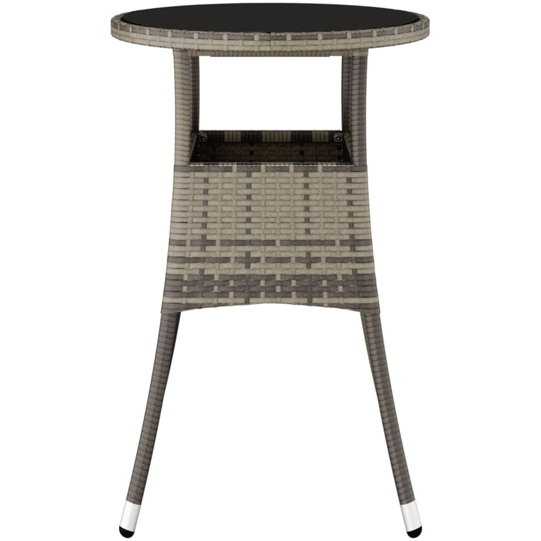 Trädgårdsbord ⌀60x75 cm härdat glas och konstrotting grå vidaXL – bild 4