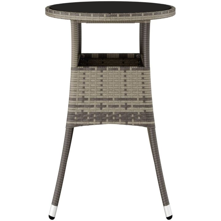 Trädgårdsbord ⌀60x75 cm härdat glas och konstrotting grå vidaXL – bild 4