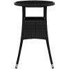 Trädgårdsbord ⌀60x75 cm härdat glas och konstrotting svart vidaXL – miniatyr 3