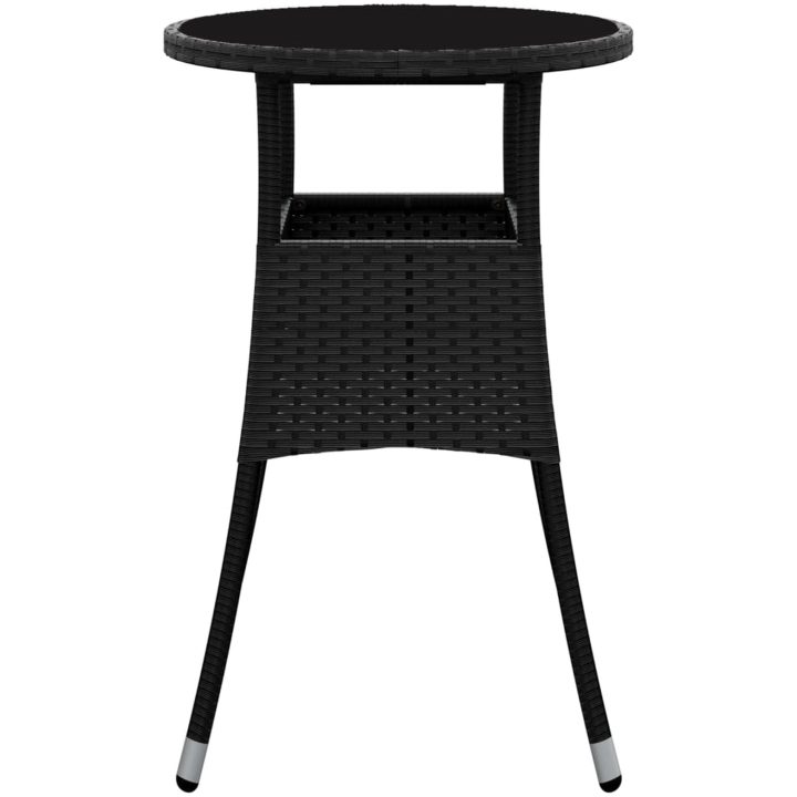 Trädgårdsbord ⌀60x75 cm härdat glas och konstrotting svart vidaXL – bild 3