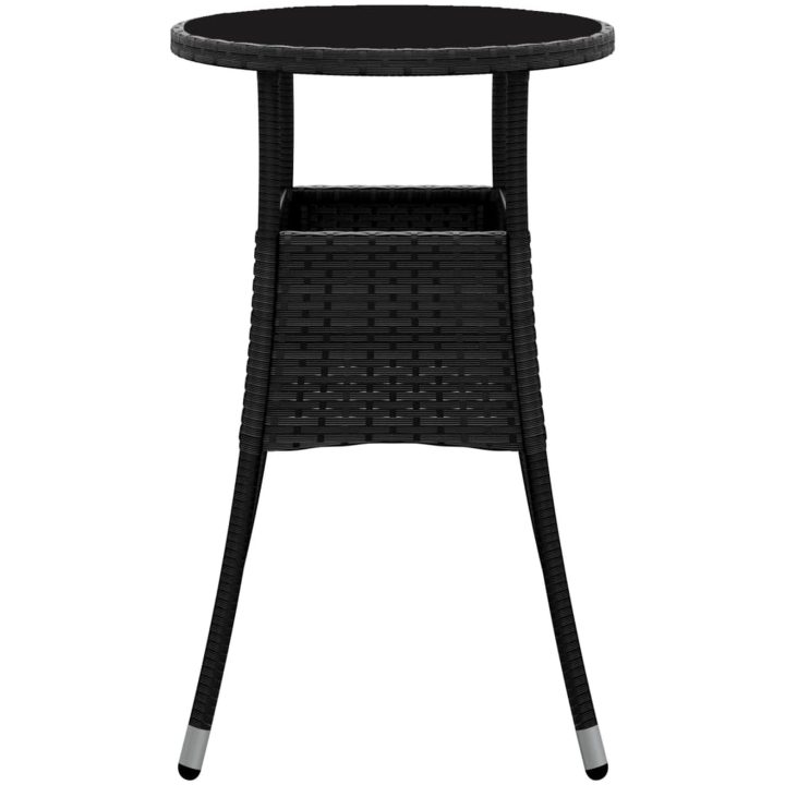 Trädgårdsbord ⌀60x75 cm härdat glas och konstrotting svart vidaXL – bild 4