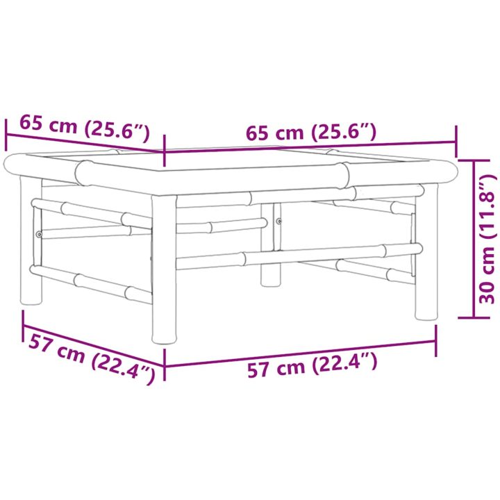 Trädgårdsbord 65x65x30 cm bambu vidaXL – bild 9