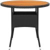 Trädgårdsbord ⌀80x75 cm akaciaträ och konstrotting svart vidaXL – miniatyr 2