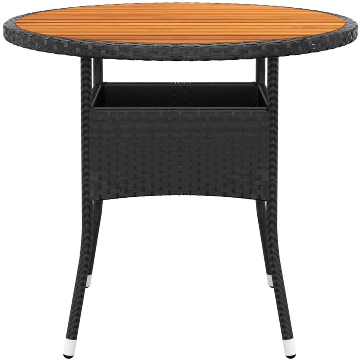 Trädgårdsbord ⌀80x75 cm akaciaträ och konstrotting svart vidaXL – bild 2