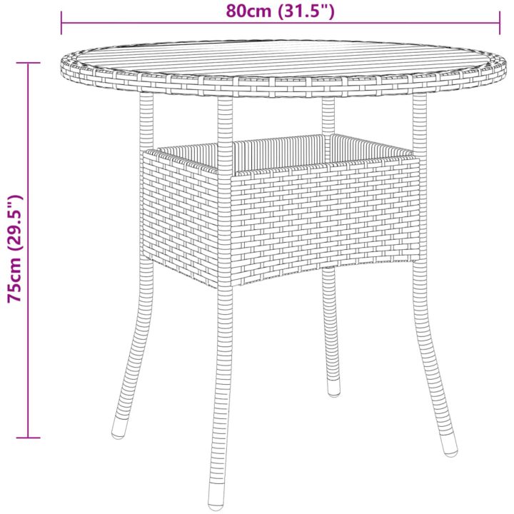 Trädgårdsbord ⌀80x75 cm akaciaträ och konstrotting svart vidaXL – bild 4