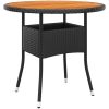 Trädgårdsbord ⌀80x75 cm akaciaträ och konstrotting svart vidaXL – miniatyr 1