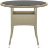 Trädgårdsbord ⌀80x75 cm härdat glas och konstrotting beige vidaXL – miniatyr 2