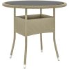 Trädgårdsbord ⌀80x75 cm härdat glas och konstrotting beige vidaXL – miniatyr 1