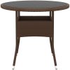 Trädgårdsbord ⌀80x75 cm härdat glas och konstrotting brun vidaXL – miniatyr 2