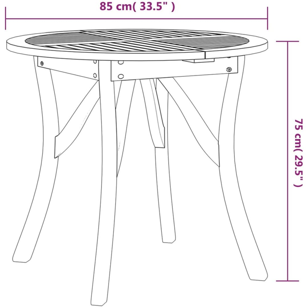 Trädgårdsbord 85 cm massivt akaciaträ vidaXL 85 x 85 x 75 cm – bild 6
