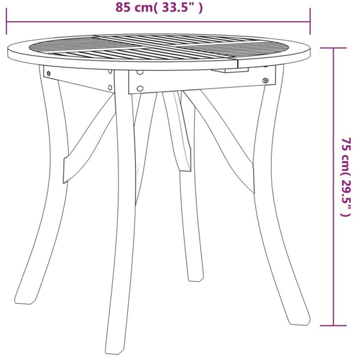Trädgårdsbord 85 cm massivt akaciaträ vidaXL 85 x 85 x 75 cm – bild 6