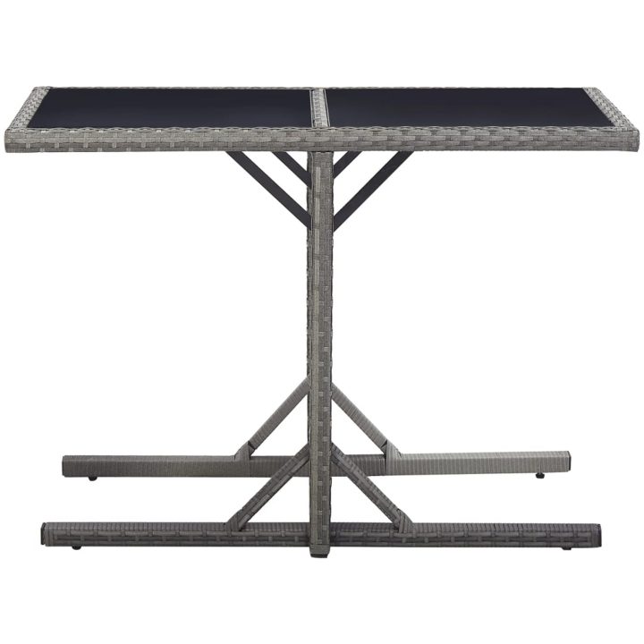 Trädgårdsbord antracit 110x53x72 cm glas och konstrotting vidaXL – bild 2