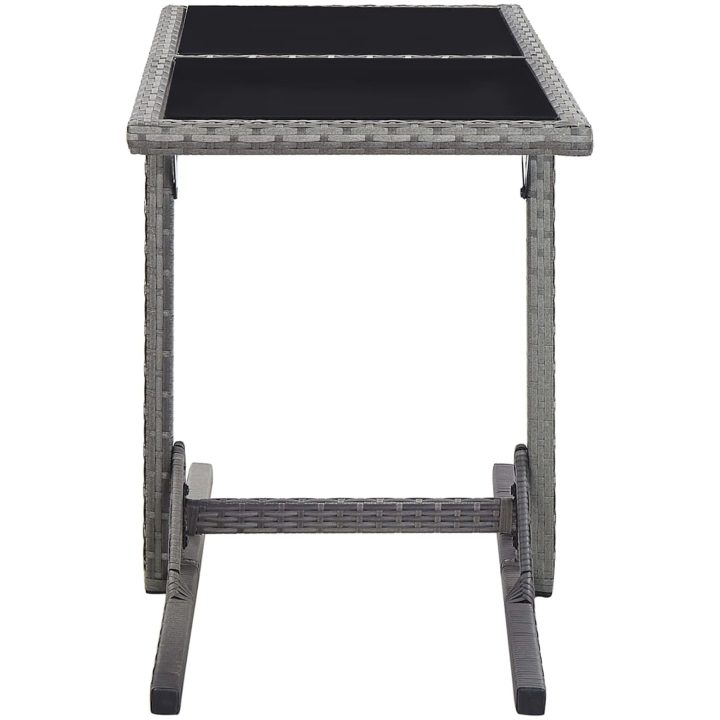 Trädgårdsbord antracit 110x53x72 cm glas och konstrotting vidaXL – bild 3